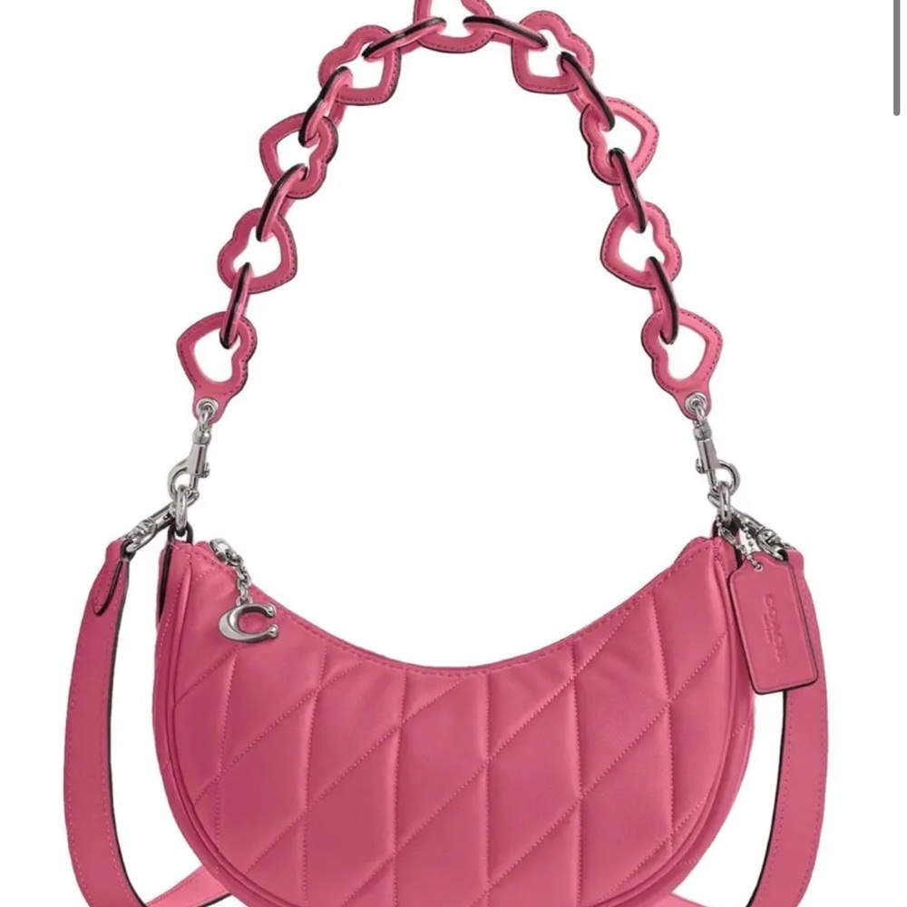 Coach Pink Quilted Shoulder Bag with Chain Strap